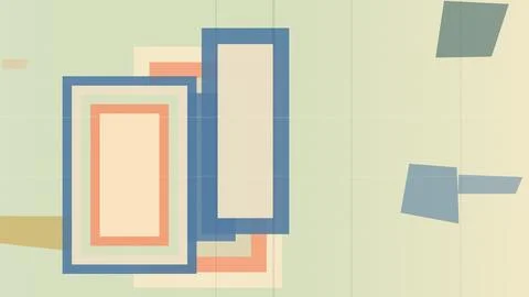 Retro geometric squares and rectangles in soft pastels create a calm, moder.. Stockillustratie