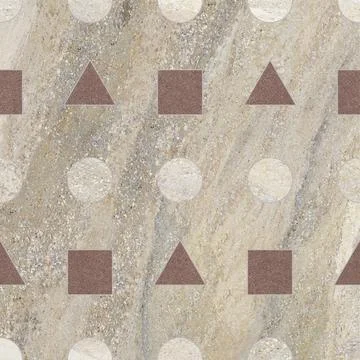 Retro Geometric Stone Tile Pattern in Earth Tones 스톡 사진