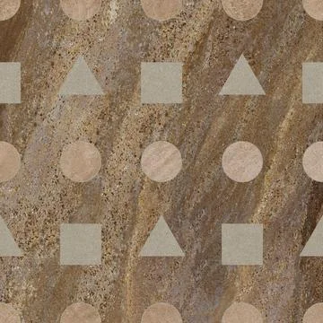 Retro Geometric Stone Tile Pattern in Earth Tones 스톡 사진