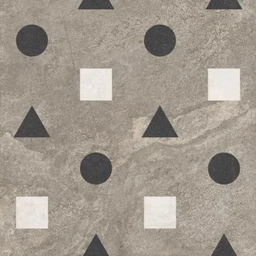 Retro Geometric Stone Tile Pattern in Earth Tones 스톡 사진