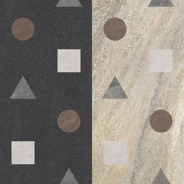 Retro Geometric Stone Tile Pattern in Earth Tones 스톡 사진