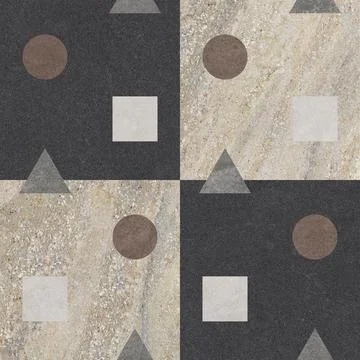 Retro Geometric Stone Tile Pattern in Earth Tones 스톡 사진