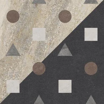 Retro Geometric Stone Tile Pattern in Earth Tones 스톡 사진