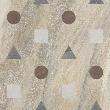 Retro Geometric Stone Tile Pattern in Earth Tones 스톡 사진