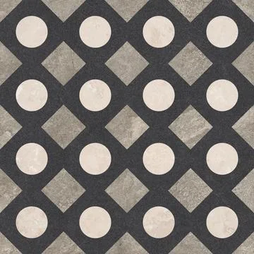 Retro Geometric Stone Tile Pattern in Earth Tones 스톡 사진