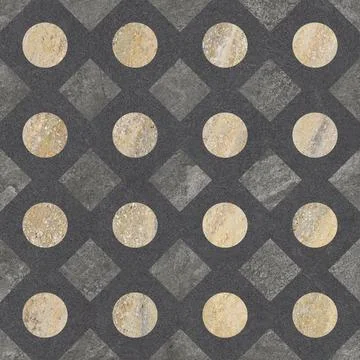 Retro Geometric Stone Tile Pattern in Earth Tones 스톡 사진