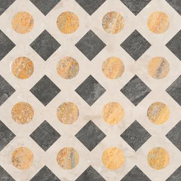 Retro Geometric Stone Tile Pattern in Earth Tones 스톡 사진