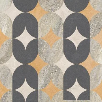 Retro Geometric Stone Tile Pattern in Earth Tones 스톡 사진