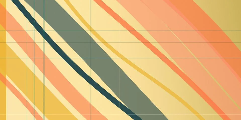 Retro geometric stripes pattern with warm orange, cream, and teal hues, cre.. Stock-Illustration