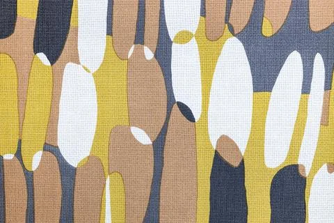 Retro Geometric Textile Pattern in Mustard, Gray, White and Tan, Organic Stock Photos