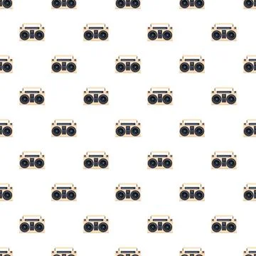 Retro ghetto blaster seamless pattern playing music Stockillustratie