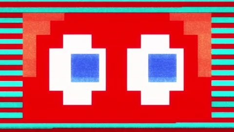 Retro Ghost bot Looking spectrum pixels art vj loop Video stock 138241453
