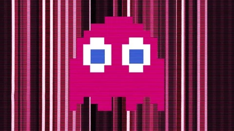 Retro Ghost Pink Cartoon Looking Around Pop Art Animation Stock Footage 80293063