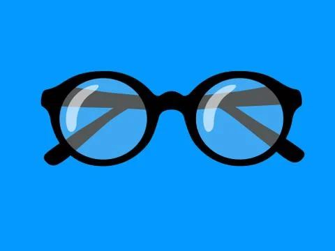 Retro glasses isolated on background, round black-rimmed glasses Stock Illustration
