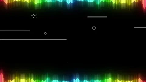 Retro glitch audio visualizer background with colorful spectrum bars with black Video stock 343805263