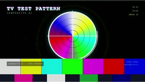 Retro Glitch TV Test Pattern with Colorful Color Bars and Digital Signal Stock Footage 345763745