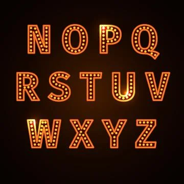 Retro glowing font Stock Illustration