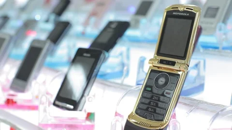 Retro gold cellphone CU Stock Footage 100594001