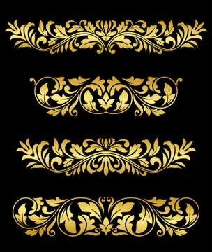 Retro gold floral elements and embellishments 스톡 일러스트