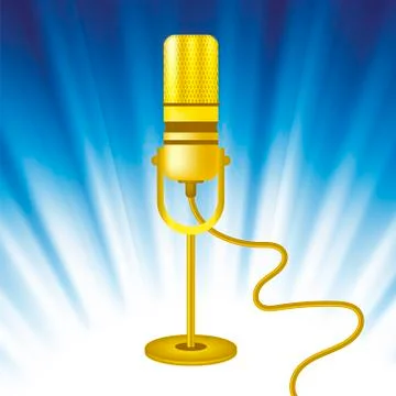 Retro Gold Microphone Icon 스톡 일러스트