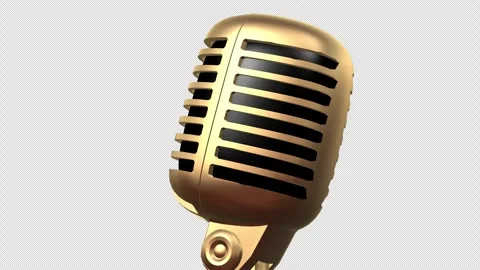 Retro Gold Microphone Loop With Alpha Channel Видео 346741367