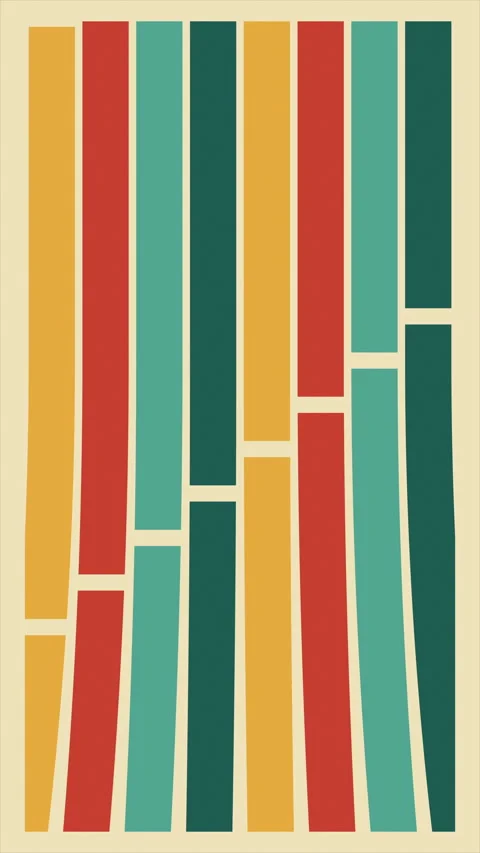 Retro Gold Rust and Teal Curved Stripes Vertical Abstract Background Loop 動画素材 348189971