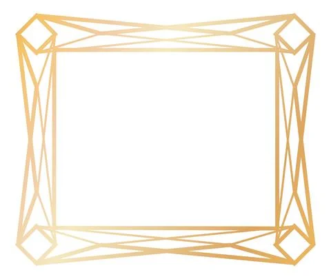 Retro golden frame. Geometric corner line pattern Stock Illustration