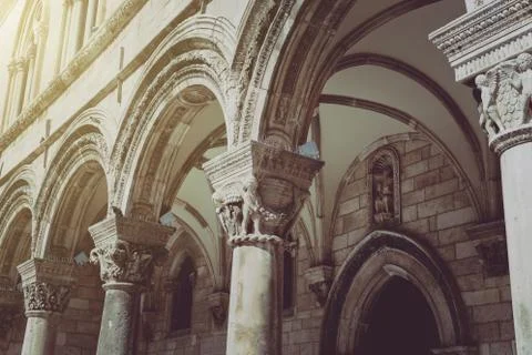 Retro Gothic Stone Pillars Stock Photos