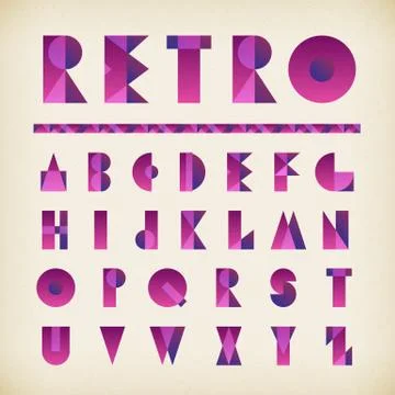 Retro gradient violet and pink alphabet typography gradient font イラスト素材