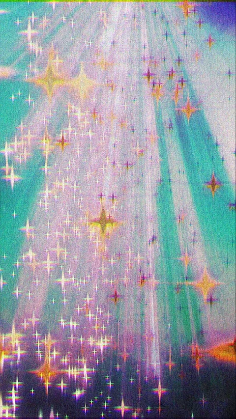 Retro Grainy Sparkle Light Rays and Vintage Glitch Star Background Video stock 342242591