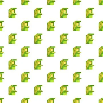 Retro green arcade game machine seamless pattern Stock Illustration