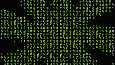 Retro Green ASCII Code Rain Animation Background Stock Footage 340212004