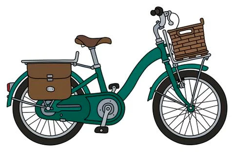 The retro green bicycle Stock Illustration