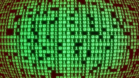 Retro Green Binary Code Data Stream on Curved CRT Screen Background. Loop. 4K Stockbeeldmateriaal 335623555
