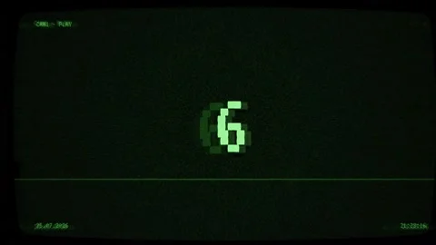 Retro Green CRT Digital Countdown Timer From Ten to One with Glitch Effect Stock Footage 341405887