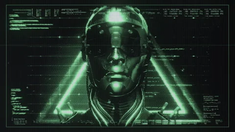 Retro Green Cyber Head Stock Footage 263137414
