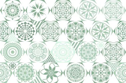 Retro green different vector seamless patterns. tiling. Endless texture can b Stock Illustration
