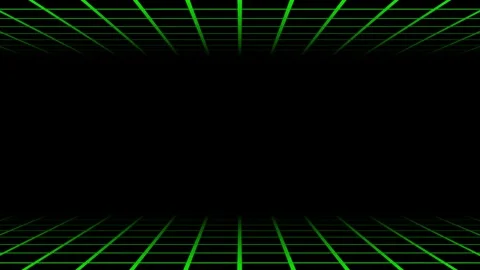 Retro green digital grid animation loop on dark background for cyberspace theme Stock Footage 339770638