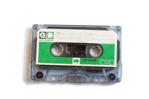Retro  green label compact cassette Stock Photos