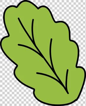 Retro green leaf simple doodle line Stock Illustration