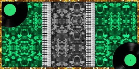 Retro green music party backround  with piano keys Stock Footage 196479341