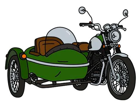 The retro green sidecar Stock Illustration