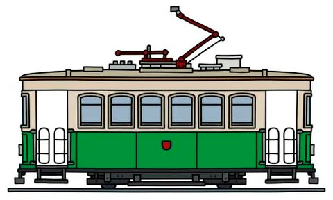 The retro green tramway Stock Illustration