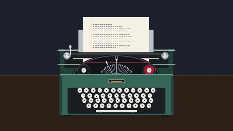 Retro green typewriter pixel art animation with paper typing loop Stock Footage 346553199