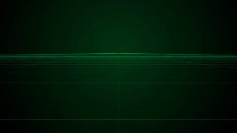 Retro green wireframe grid floor motion loop over dark digital horizon for .. Stock Footage 341667827