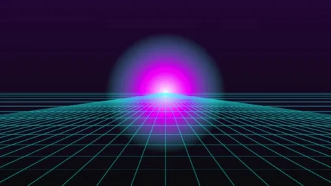 Retro Grid Horizon with Glowing Sun 스톡 동영상 344512235