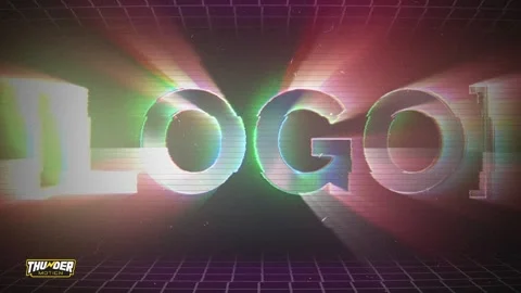 Retro Grid Logo Reveal After Effects stock