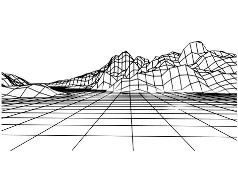 Retro grid rocks Stock Illustration