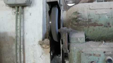 The retro grinding machine. Manufacturing Stock Footage 89025627