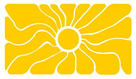 Retro Groove sun pattern with groovy waves and radial rays. Vintage summer Ilustração Stock